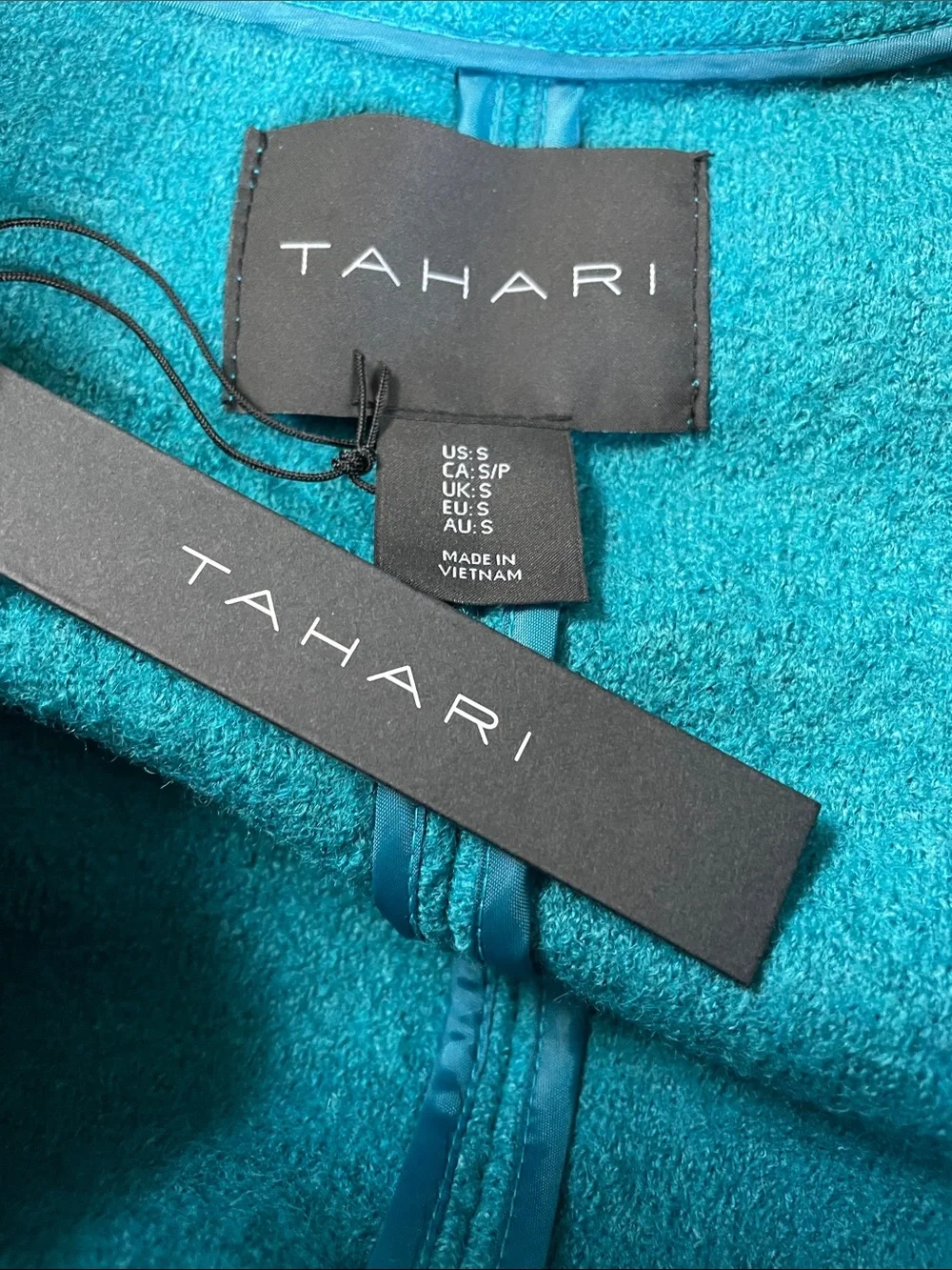 Tahari Teal Asymmetrical Zip Collar Jacket Wool-NWT